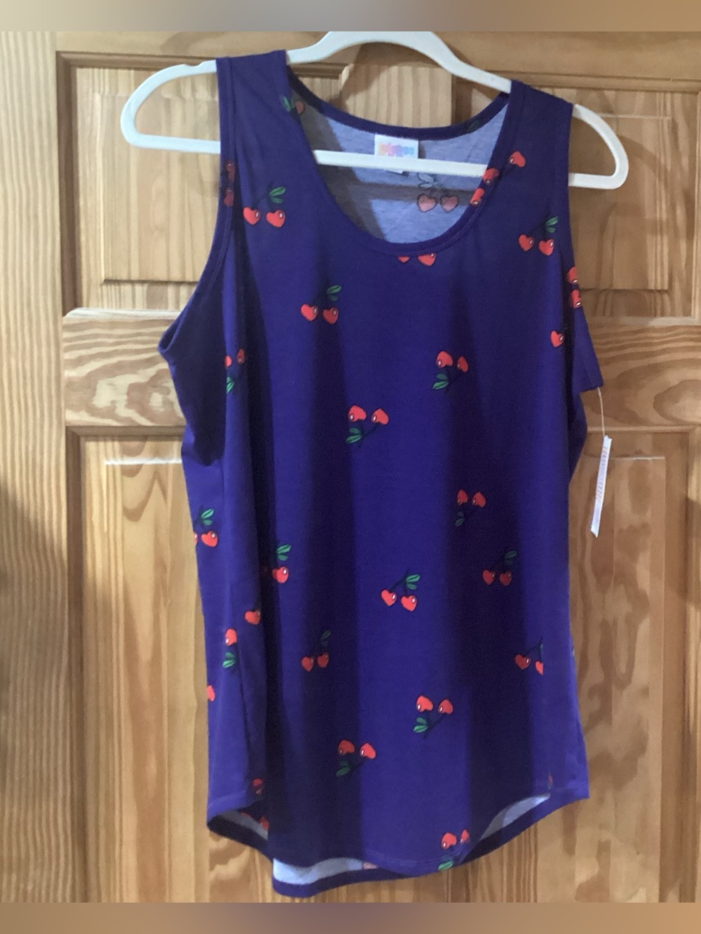 LuLaRoe Tank Top in Blue with Cherries - XL
